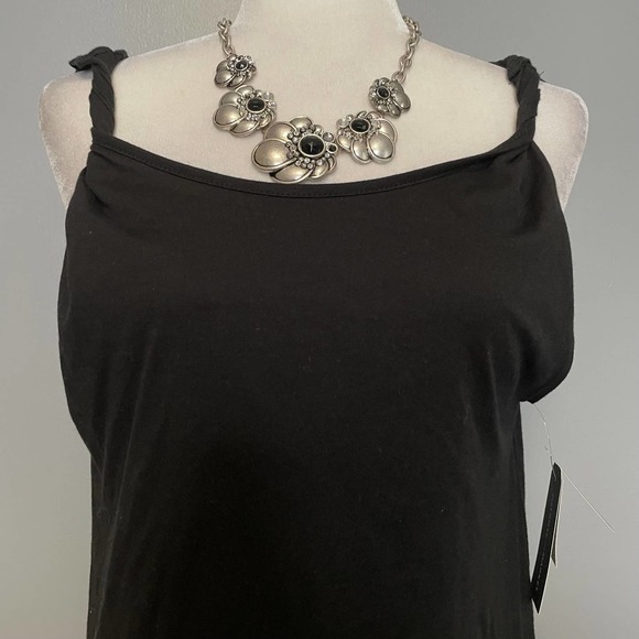 Melrose and Market Black Cotton Twist Strap Tank Top NEW Small - Picture 2 of 5
